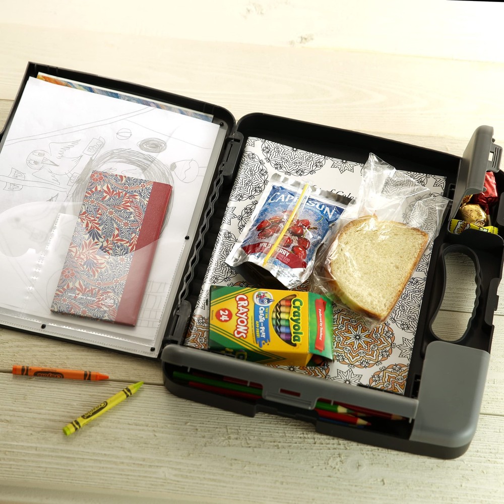 Portable A4 Clipboard Storage Case - Durable Plastic, Charcoal Color, Compact