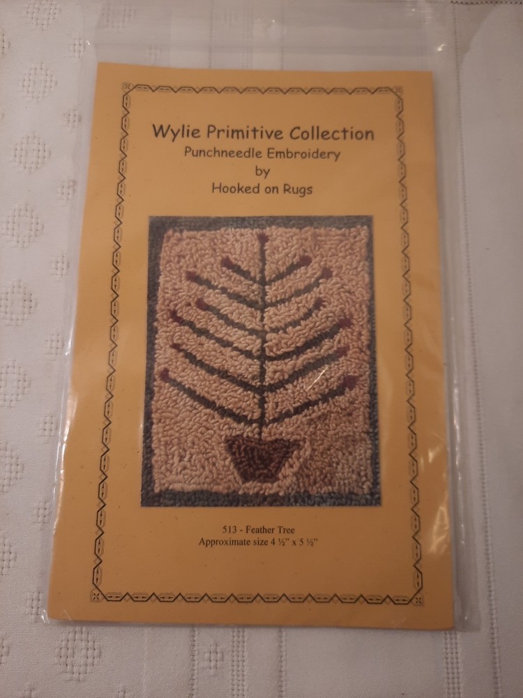 Wylie Primitive Collection 513 Feather Tree Punch Needle Pattern Fabric