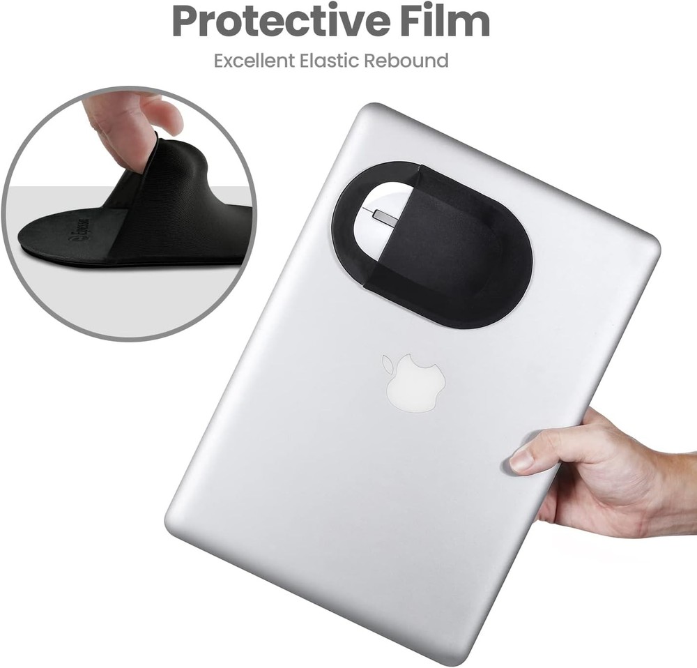 Epessa Universal Stick-On Mouse Pouch, Holder for Wireless Mouse, Black