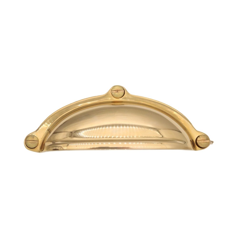 Classic Smooth Cup Bin Pull Polished Brass in Solid Brass