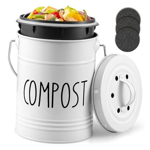 Kitchen Compost Bin, 1 Gallon Countertop Compost Bin with Lid, Indoor Compost