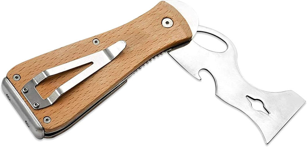 Paint Scraper-Folding Painters Tool 9-In-1 Beech Wooden Handle Includes Paint Ro
