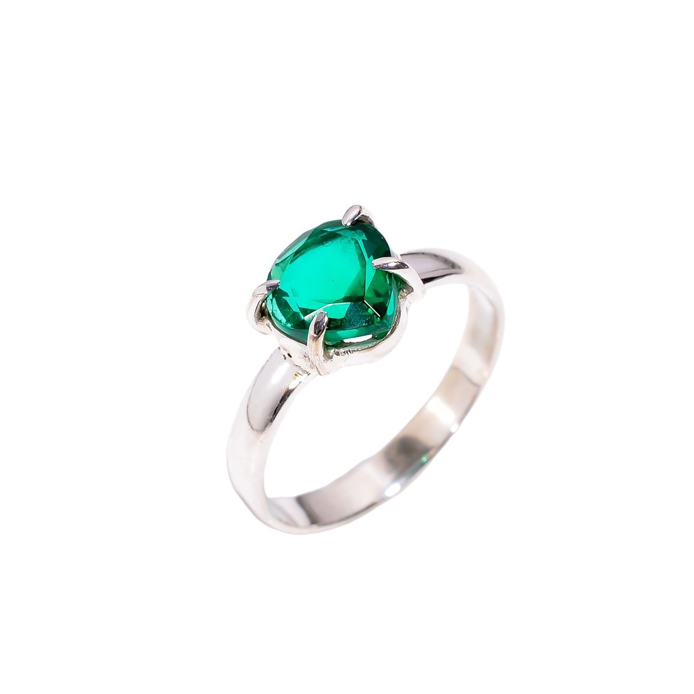 Gift For Women Statement Ring Size 925 Silver Emerald