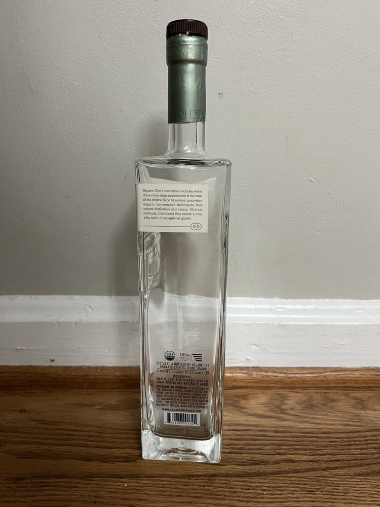 Square One Cucumber Vodka 750 ml Empty Bottle – Tall Rectangular Glass
