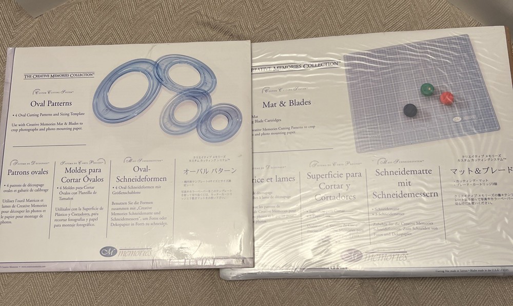 Creative Memories Custom Cutting System 3 Blades Mat + 3 Oval Patterns Teplates