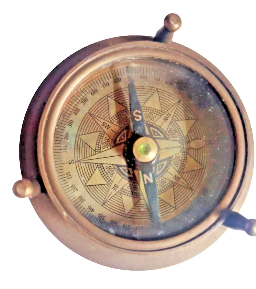 nautical brass sand timer hourglass. maritime double compass table decor gift