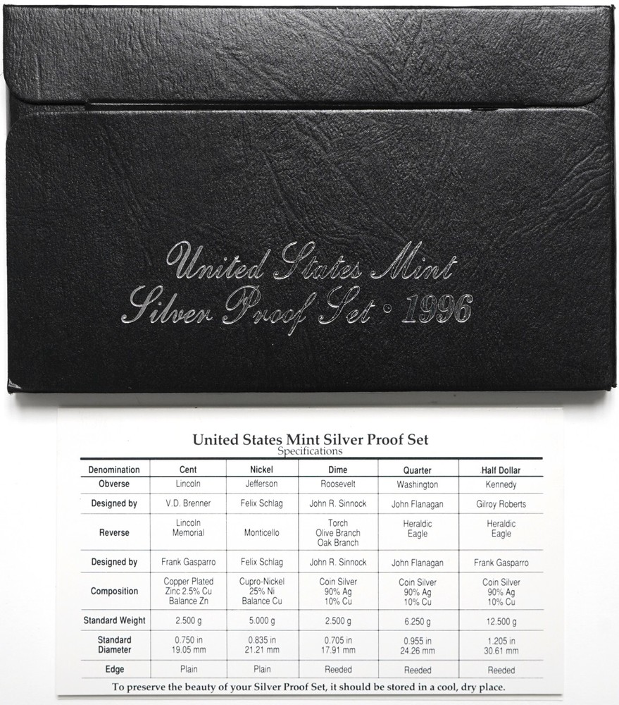 1996 Silver Proof Set w/ Box & COA