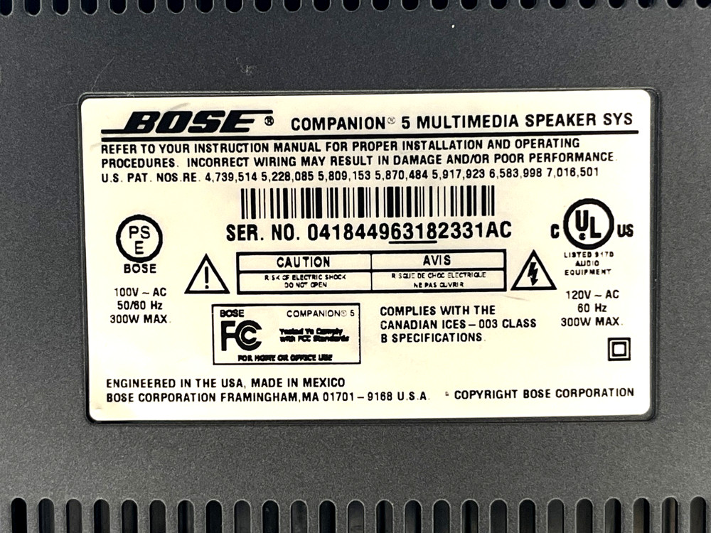 Bose Companion 5 Multimedia Speaker Complete System Computer Speaker TESTED