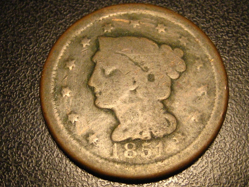 1851 Braided Hair Large Cent
