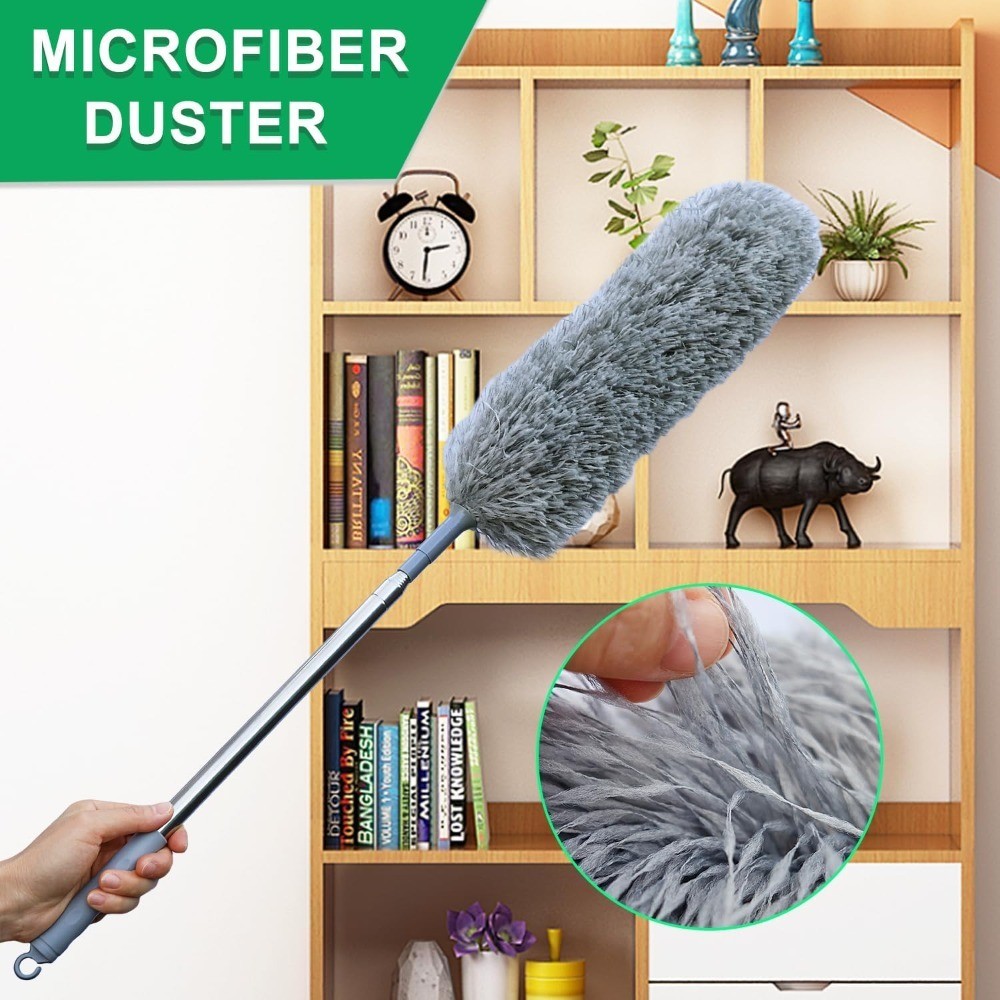 Extendable Microfiber Feather Duster with Long Telescopic Pole Washable Bendable