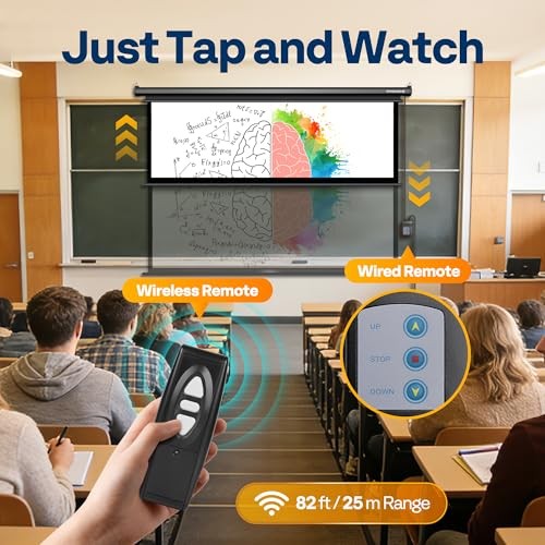 Motorized Projector Screen with Remote, 16:9 100 Inch Auto 100 Inch Black