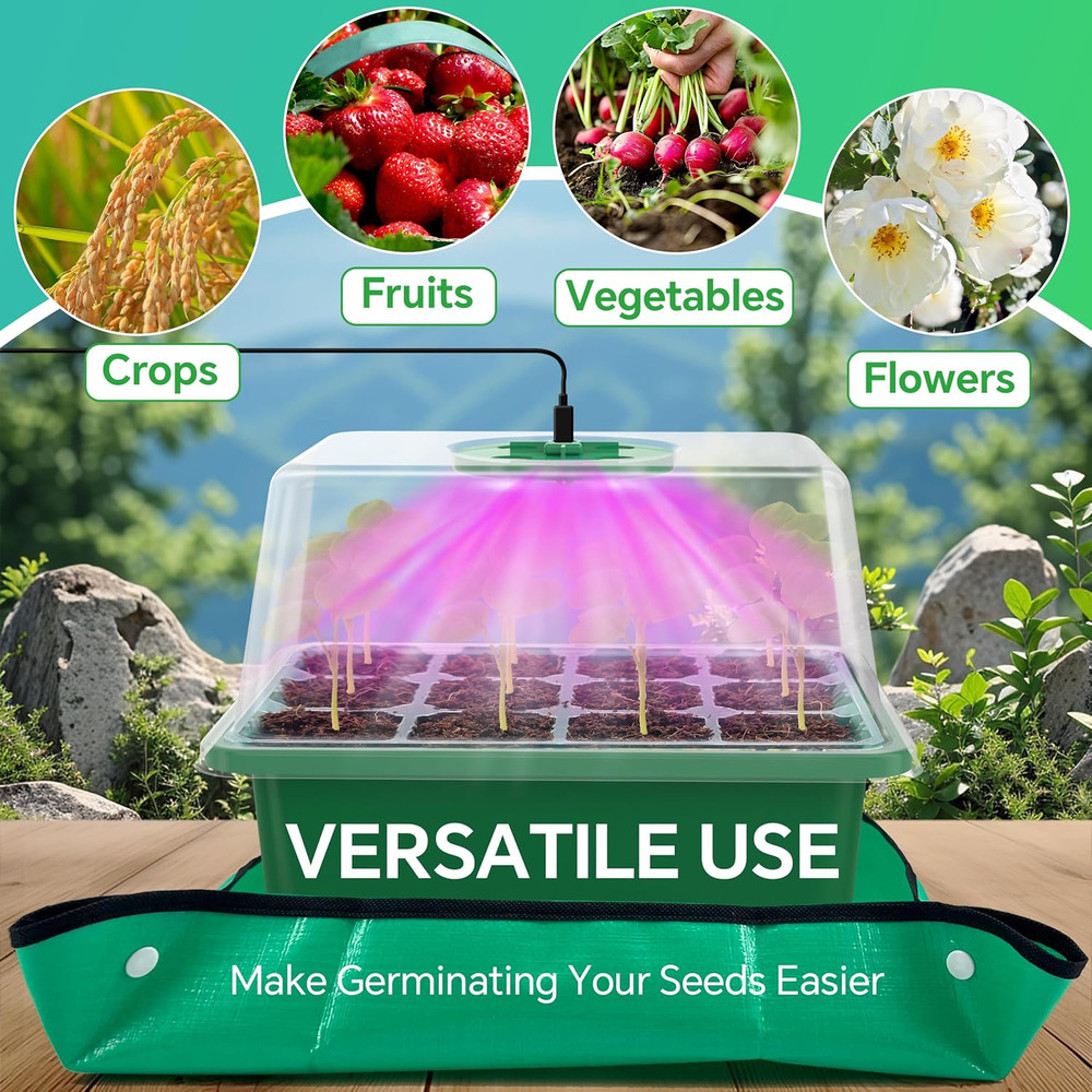 5-Pack Seed Starter Tray with Grow Light and Timer for Germination