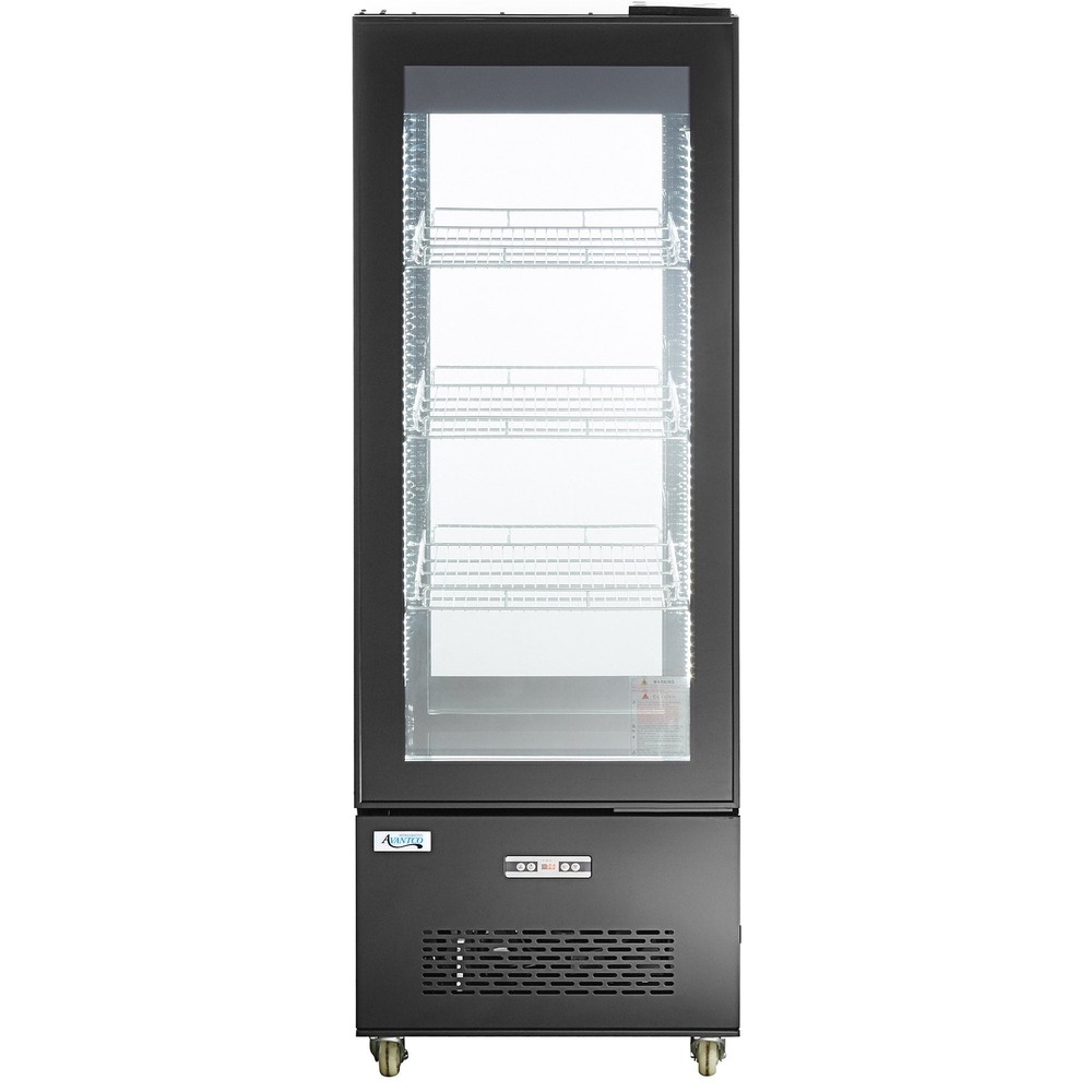 Black 4-Sided Glass Refrigerated Display Case