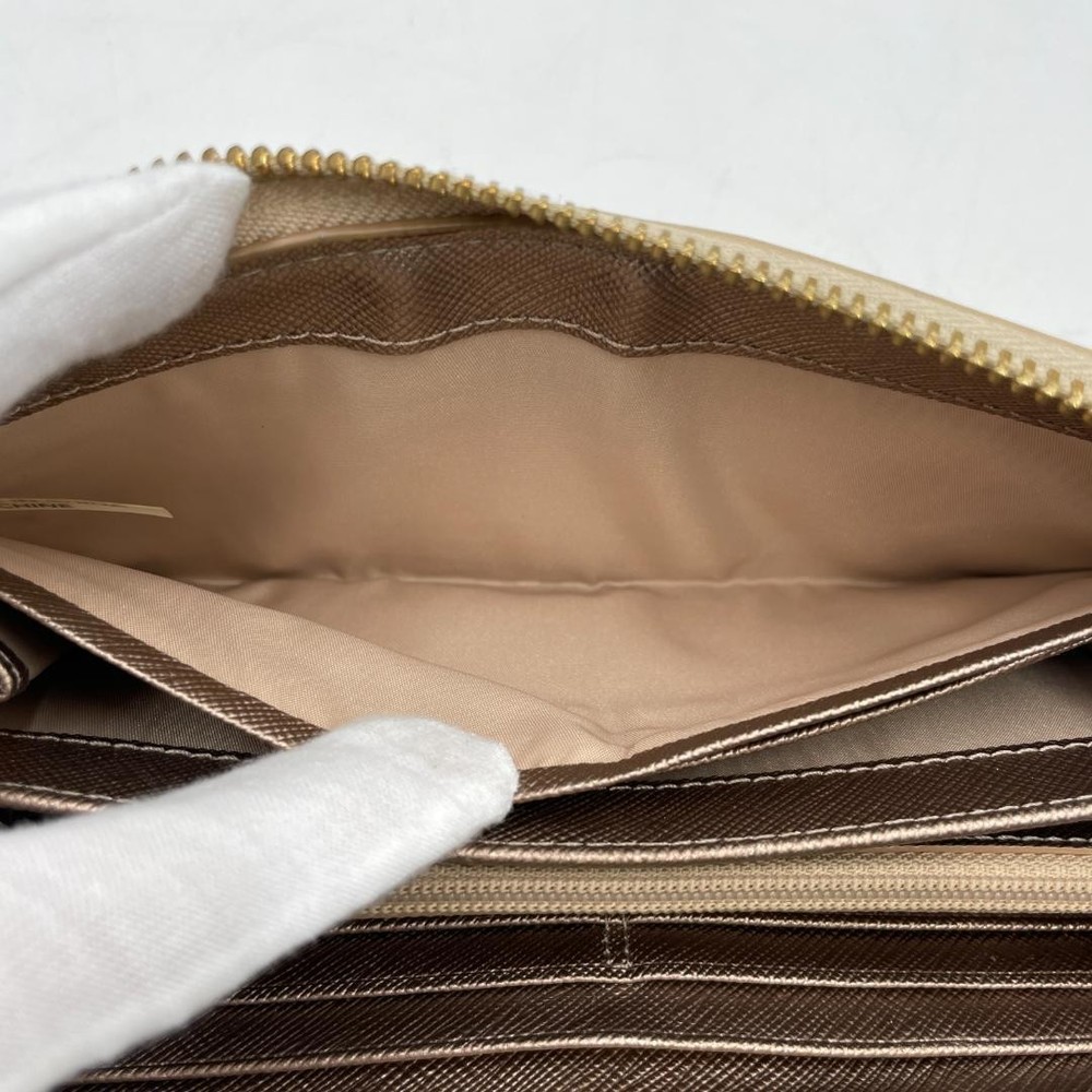 Authentic Coach Long Wallet, Leather, Beige, Signature