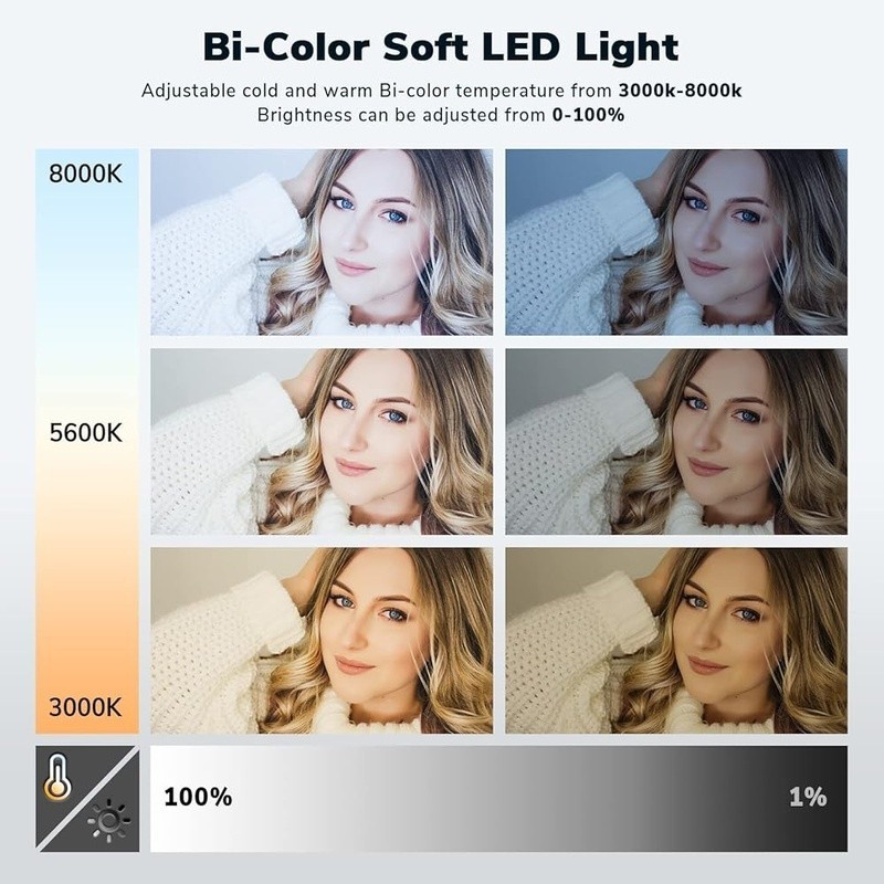 Bi-Color LED Video Light Wireless Control Adjustable Brightness Tripod Included