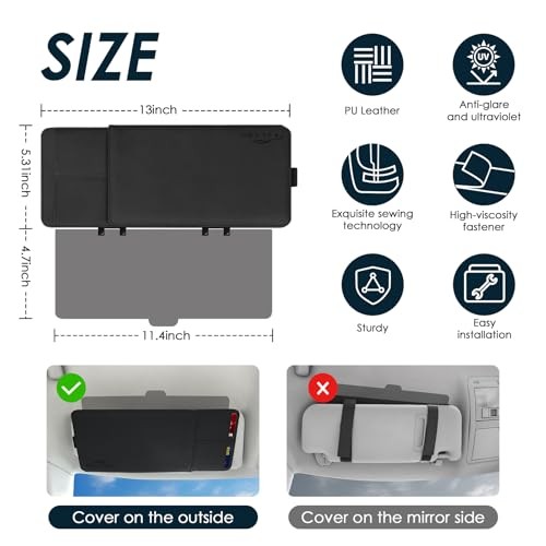 Sun Visor Extender for Car with Registration Holder, Adjustable Car Visor