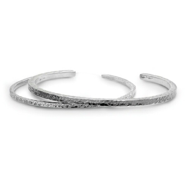 Dr MONROE Think Note Small Hammered Silver 925 Bangle SND-024-SV