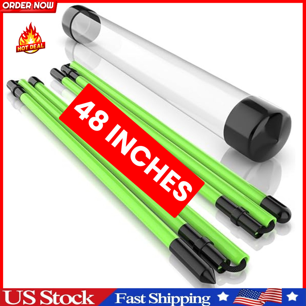2 Pack Premium Golf Alignment Sticks, 48 Inches Fluorescent Green Golf Training