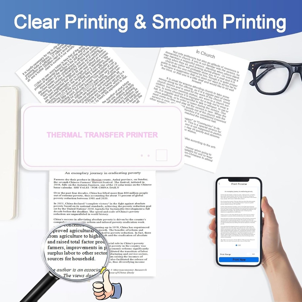 Potanro Thermal Printer Paper Printing Quick-dry A4 white