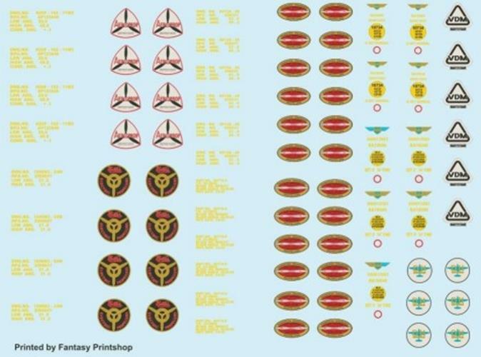 Airscale 1/24 2426 1/24 Propeller Logos & Specs (Decal)