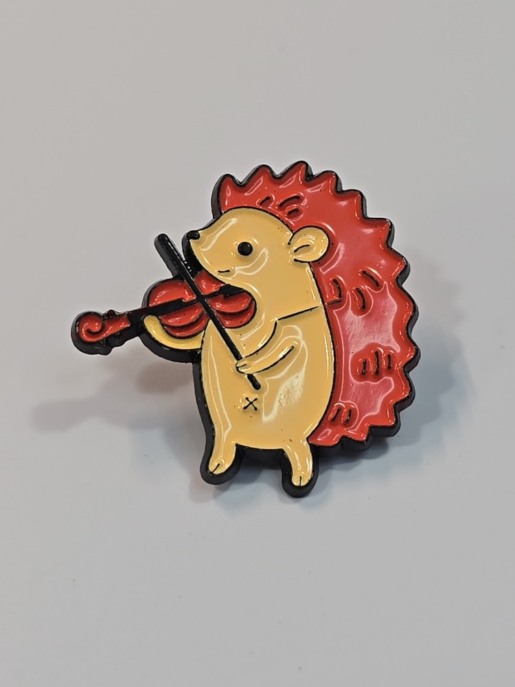 Hedgehog With Violin Lapel Pin