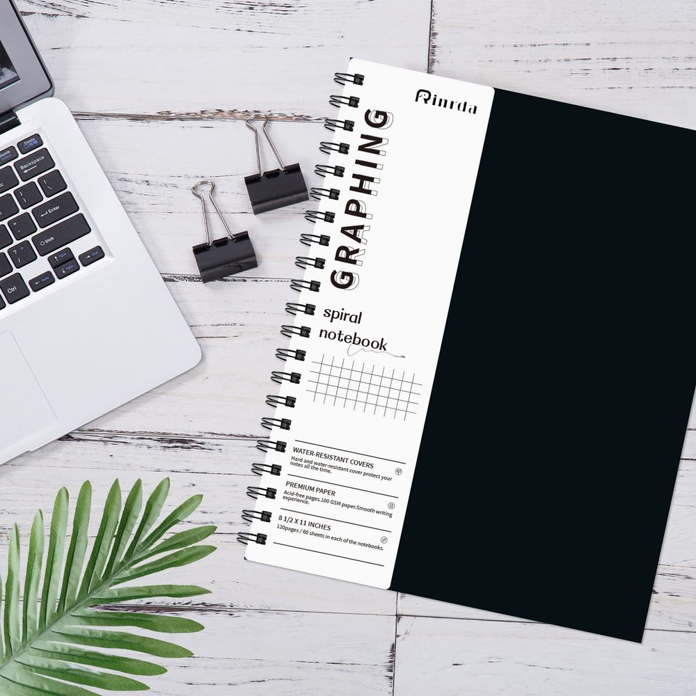 Graph Paper Notebook Spiral Notebook 8.5" x 11"-4 Pack Grid Paper Notebook Gr...