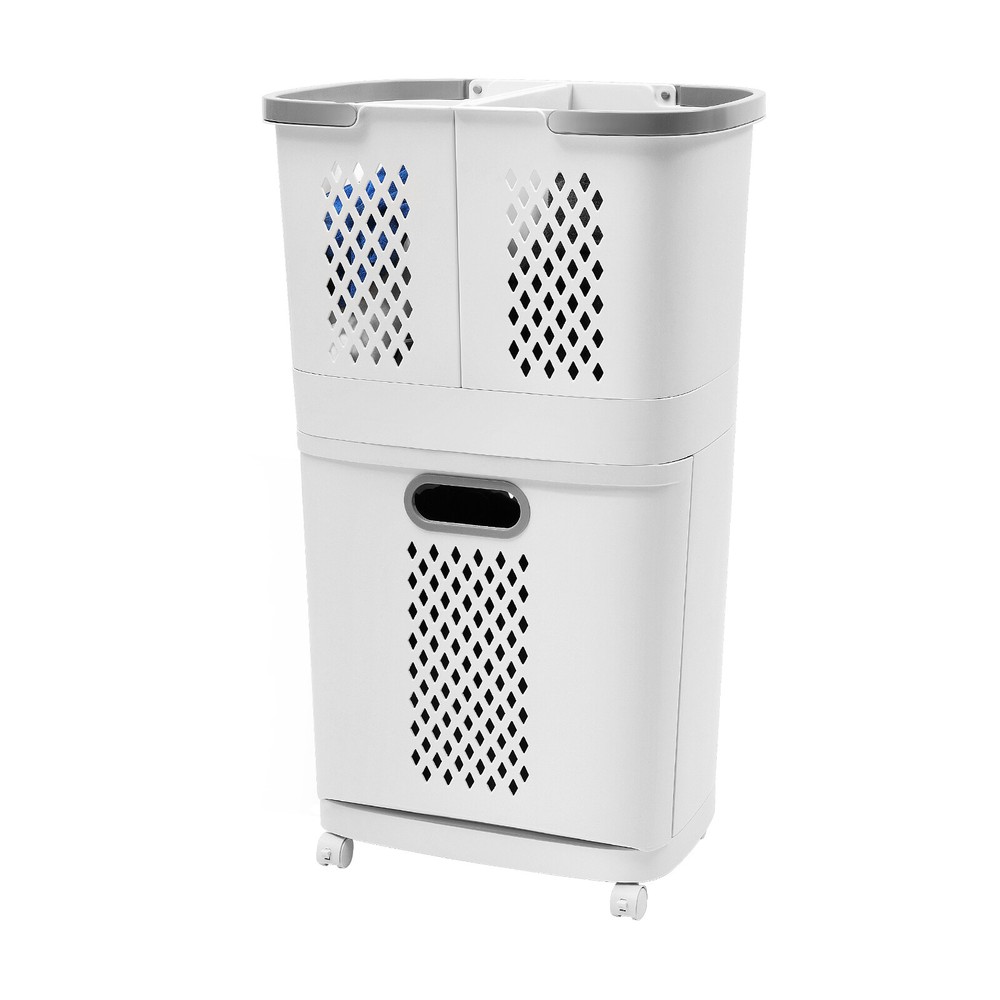 Laundry Basket Movable Hand-Held Bathroom Clothes Storage Basket with Wheels