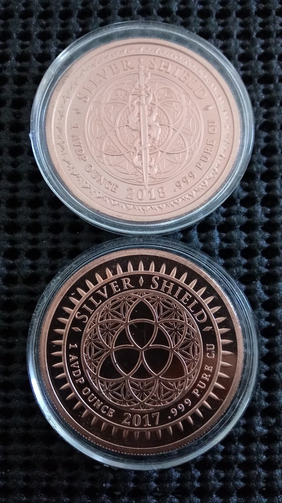 2018 Government Mind Control & 2017 DisOBEY John Lennon 2oz Copper Silver Shield