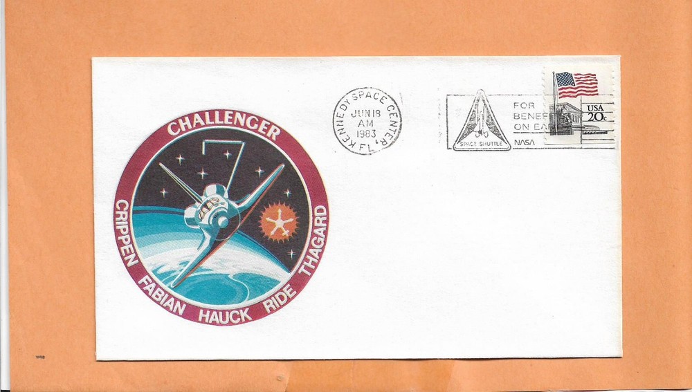 SHUTTLE CHALLENGER STS-7 JUN 18,1983 KSC SALLY RIDE SPACE COVER