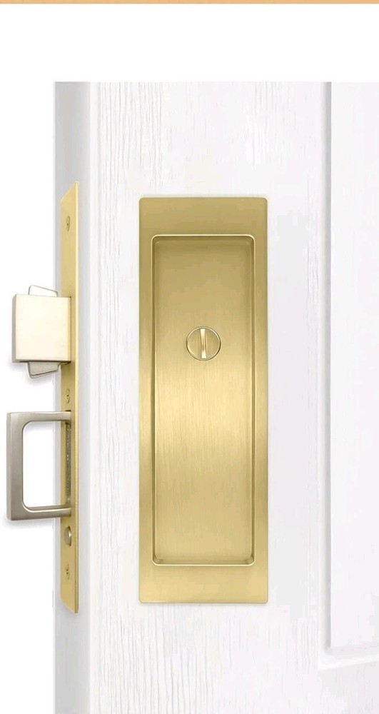 Pocket Door Lock with Pop-Up Pull Handles for Bathroom, GOLD 1801 Privacy Lock