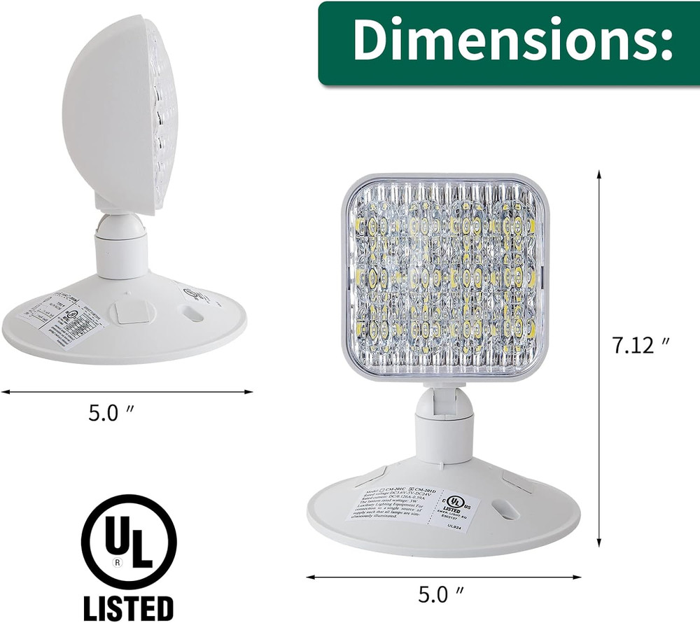 Emergency Remote Head Lighting, 1 Pack Single Head Emergency Light, UL Listed, M