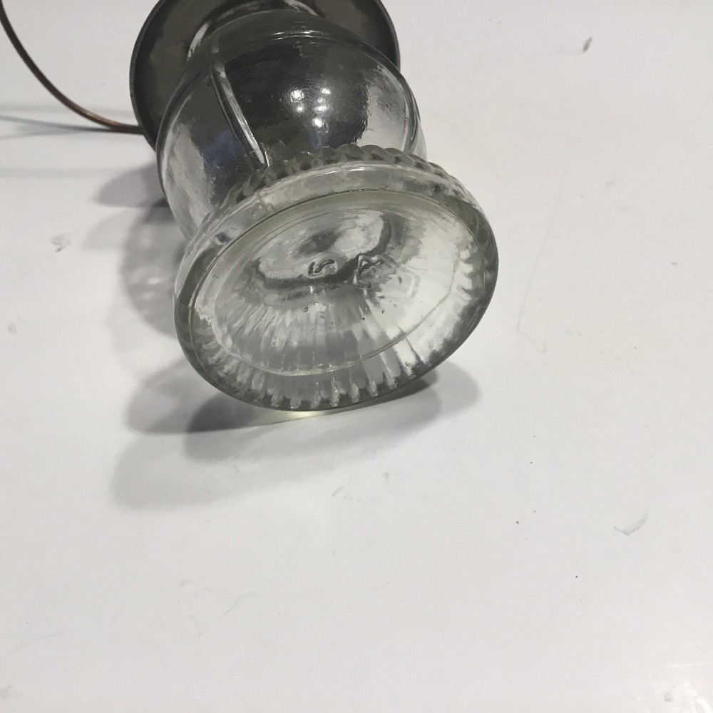 VTG Lantern Ribbed Base Glass Candy Container Slough.