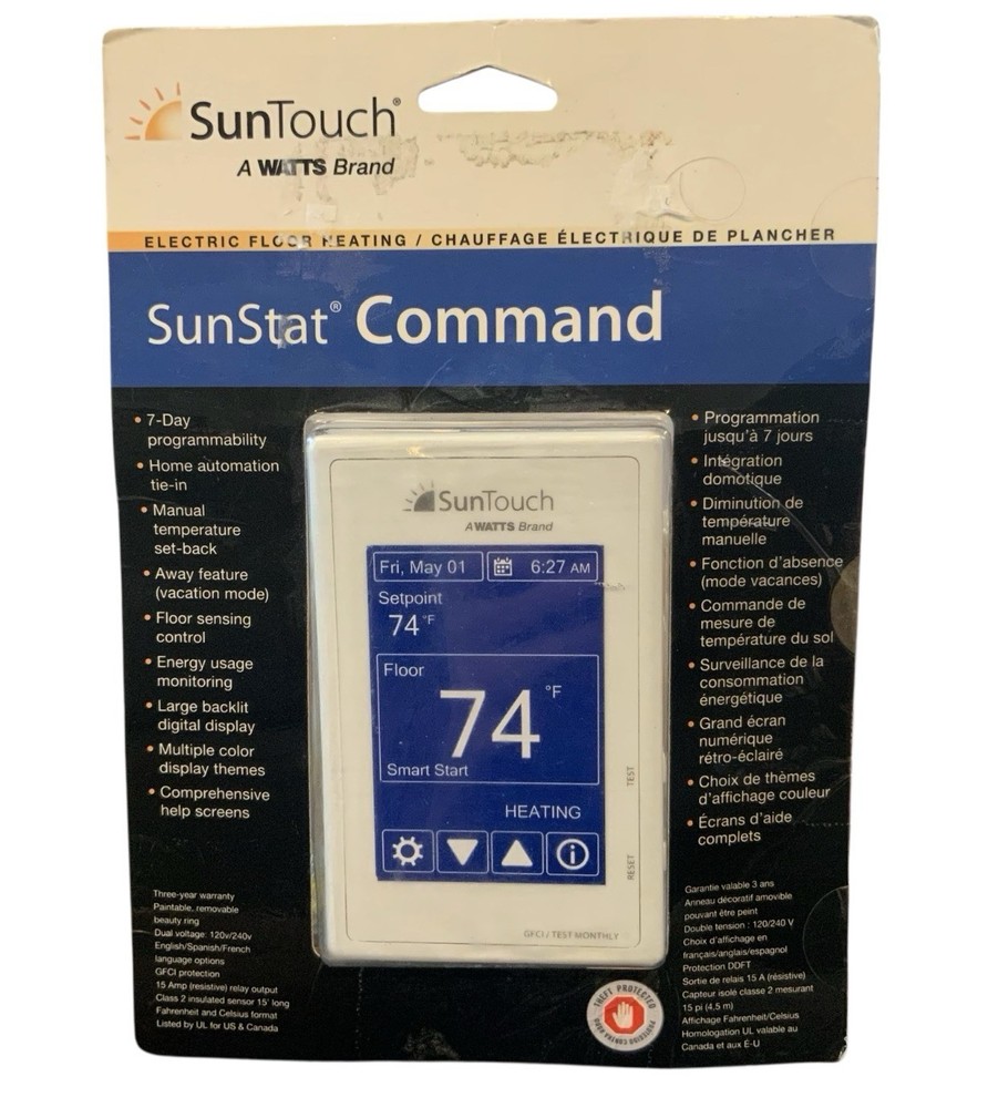 SunTouch SunStat Command Color Touchscreen Programmable Floor Heating Thermostat