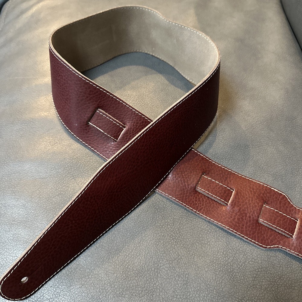 Leather Guitar Strap - Red Lizard -  3’ Wide