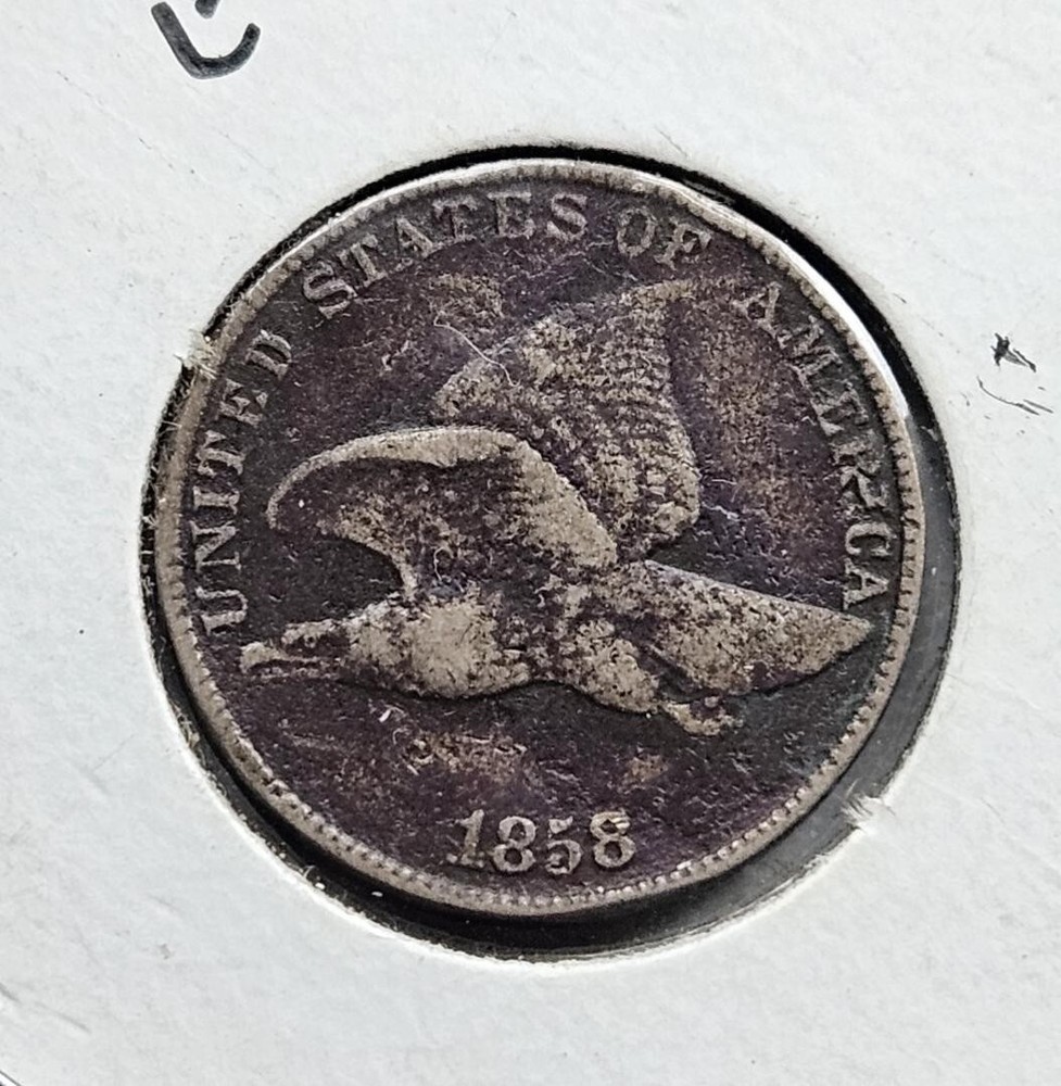 1858 LL Large Letters Flying Eagle One Cent Coin Penny US