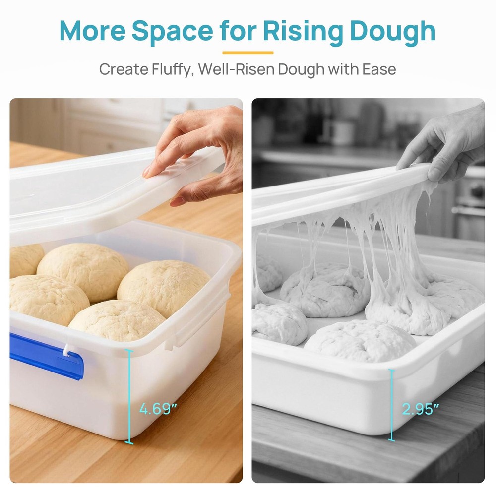 Vtopmart 2 Pack Pizza Dough Proofing Box, Pizza Dough Container with Snap-on ...