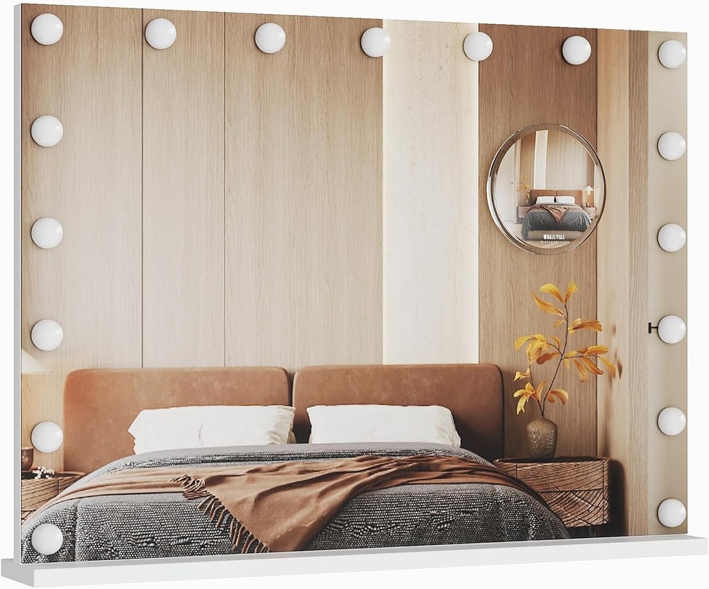 23x18" Lighted Vanity Mirror with 15 LED Bulbs, 3X Magnification & Touch Control
