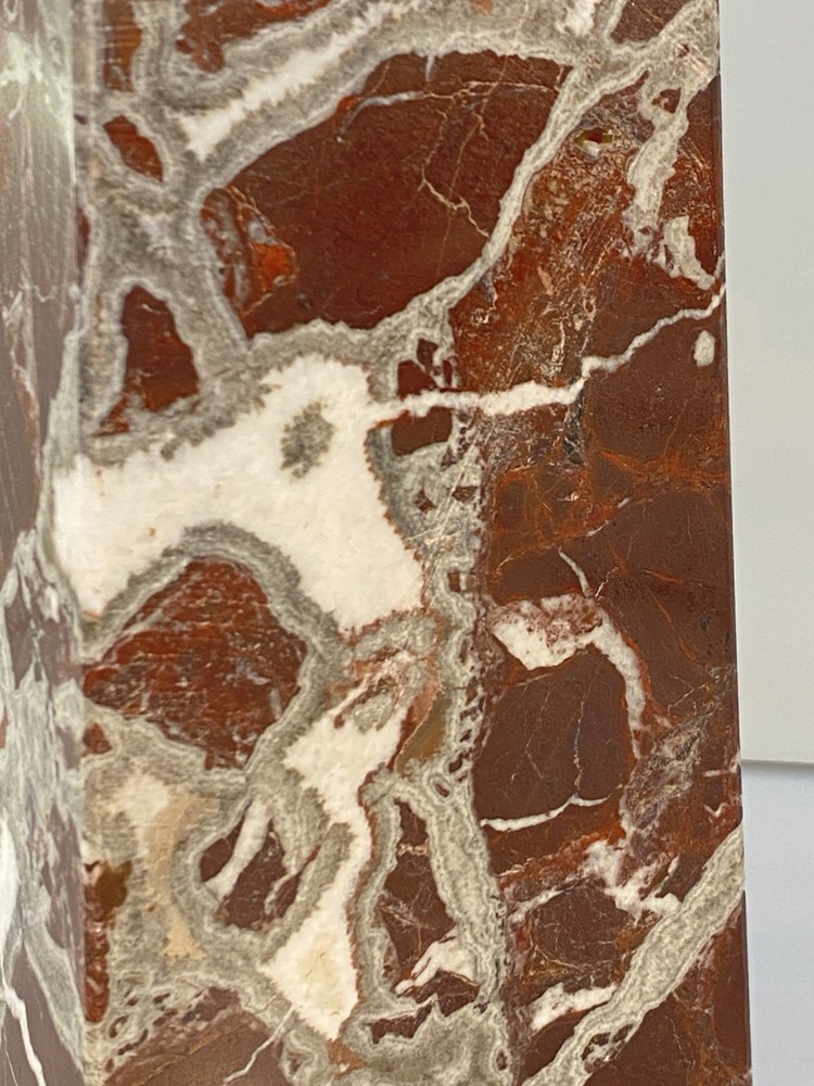 Decorative Oversized Rosso Levanto Marble Natural Stone Solid Obelisk 18” Tall