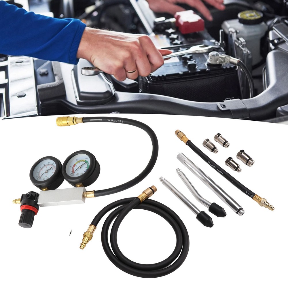Cylinder Leak Down Tester Gasoline Engine Compression Dual Gauge Detecting XVLE