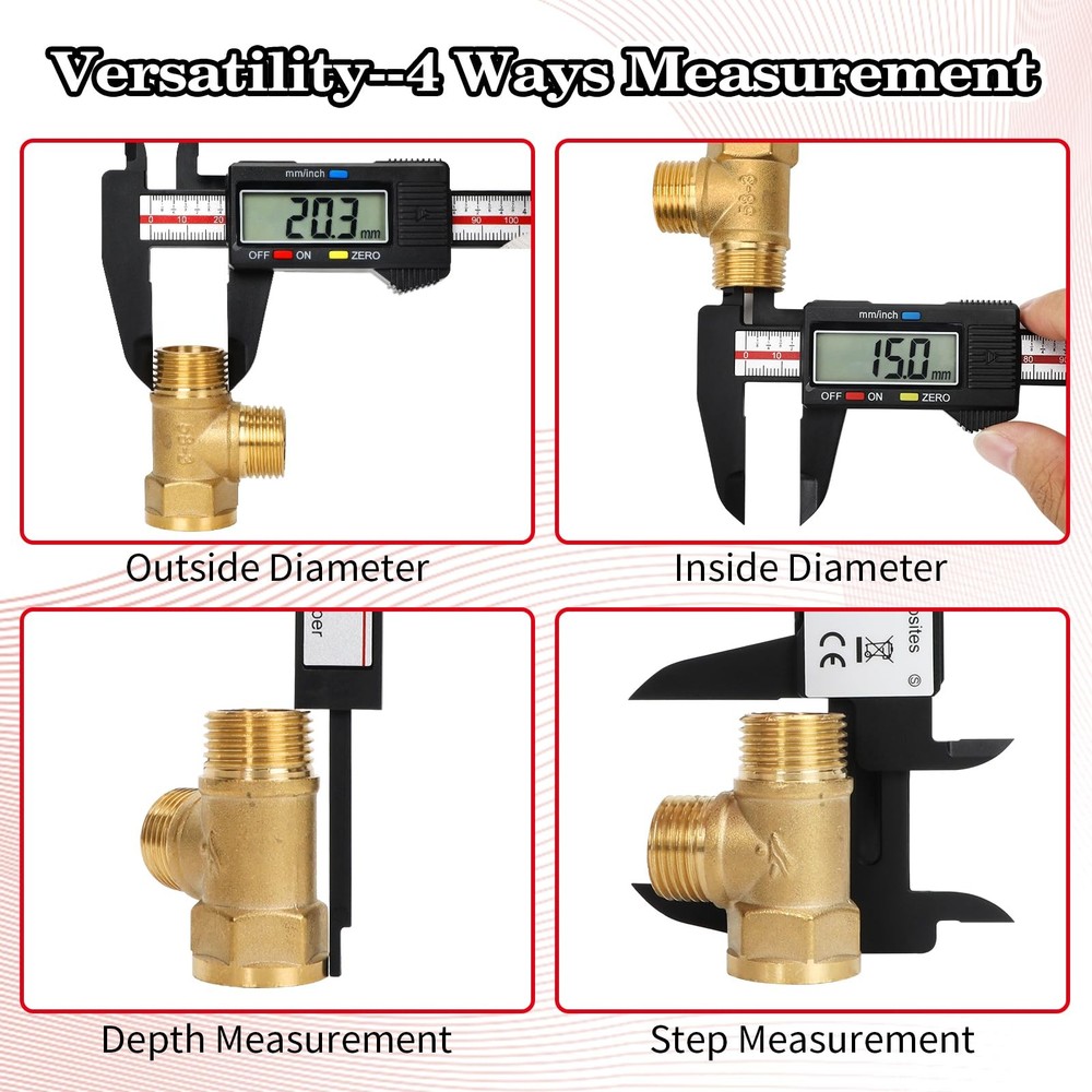 Esydon Upgraded 6" Digital Caliper Electronic Ruler Tool w/Large LCD