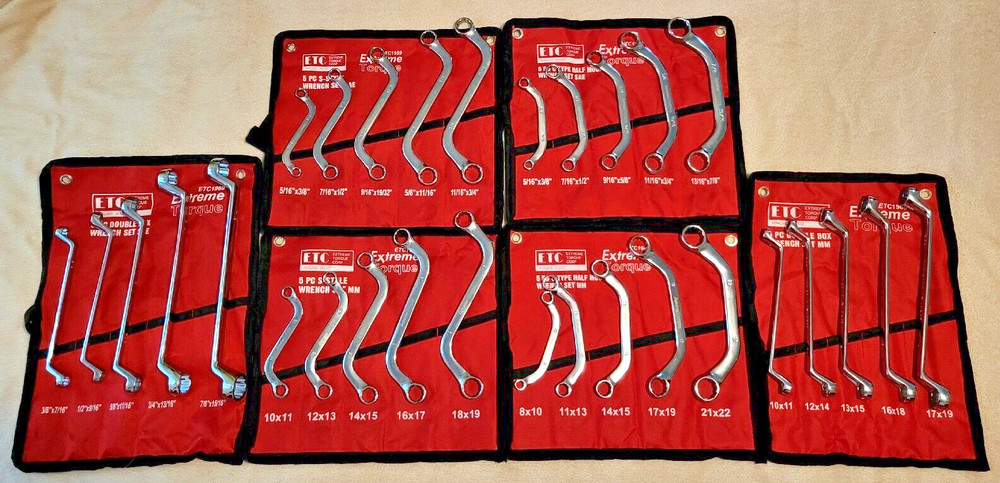 6 Wrench Set SAE Metric C Half Moon S Starter Obstruction Deep Double Box Offset