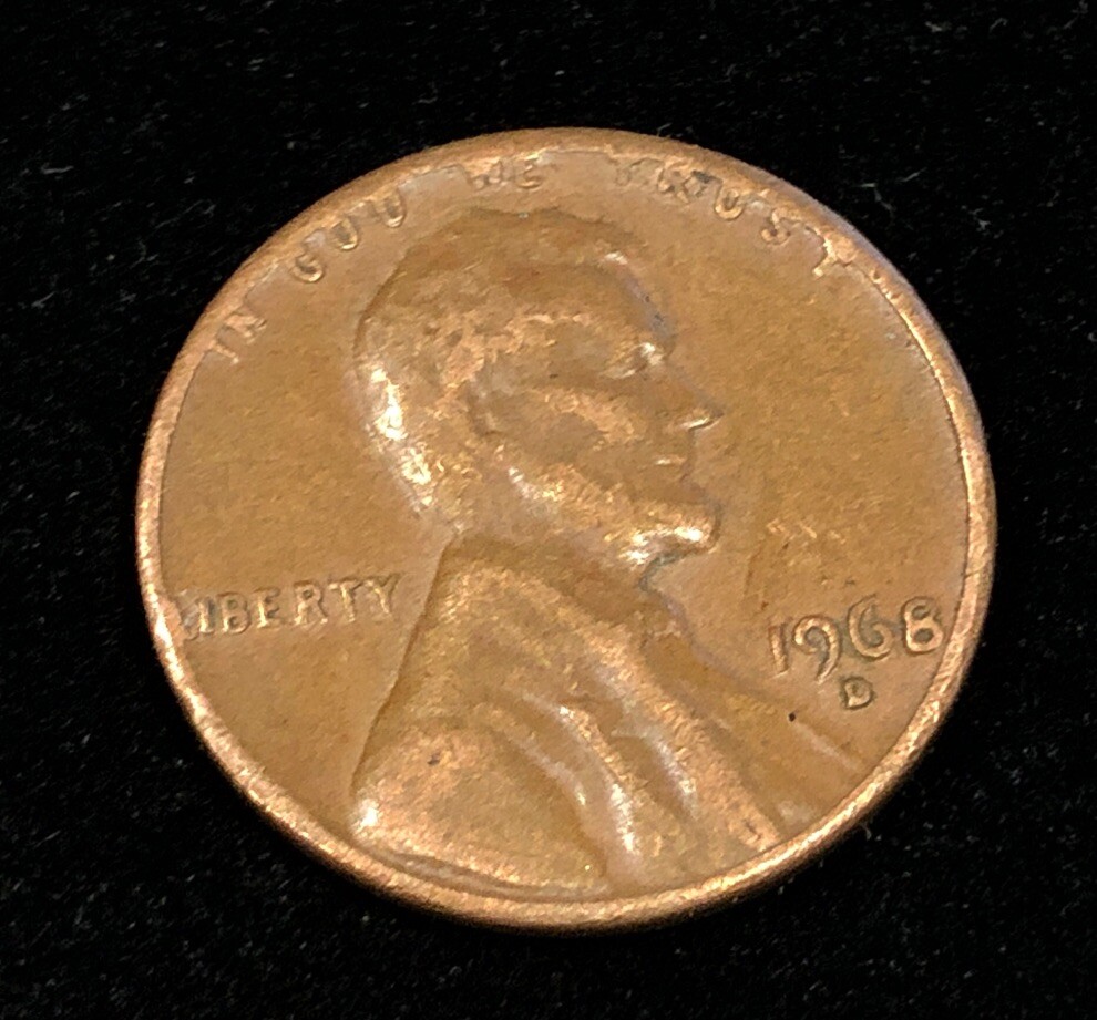 1968 D Penny L on Edge "Liberty"