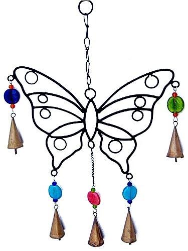 Butterfly Windchime w/Glass Beads