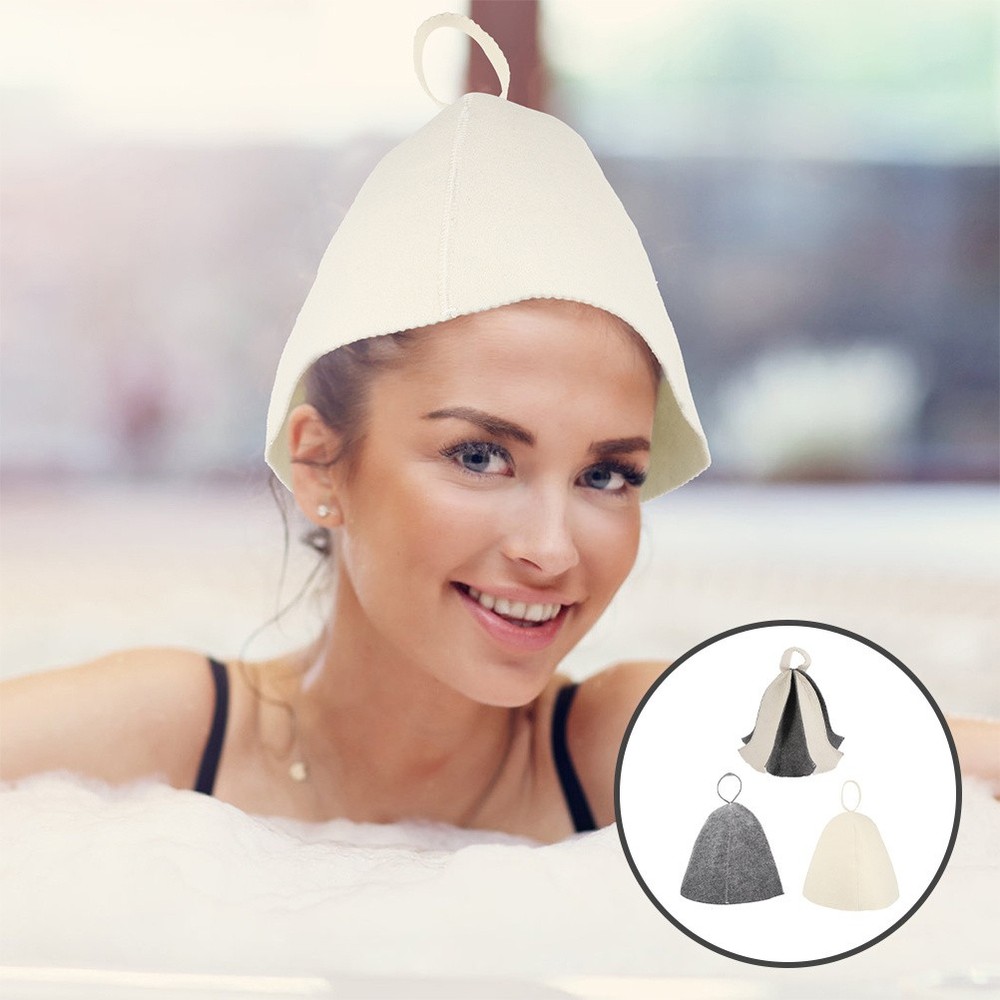 3 Pcs Reusable Sauna Hat Backrest Slip Resistant Wool Head Protection