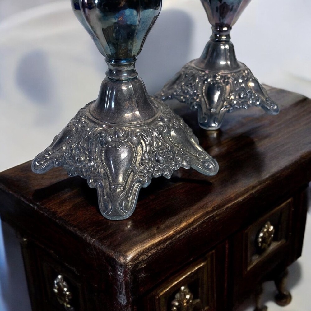 Baroque Silverplate Candlesticks LUNT Made in USA