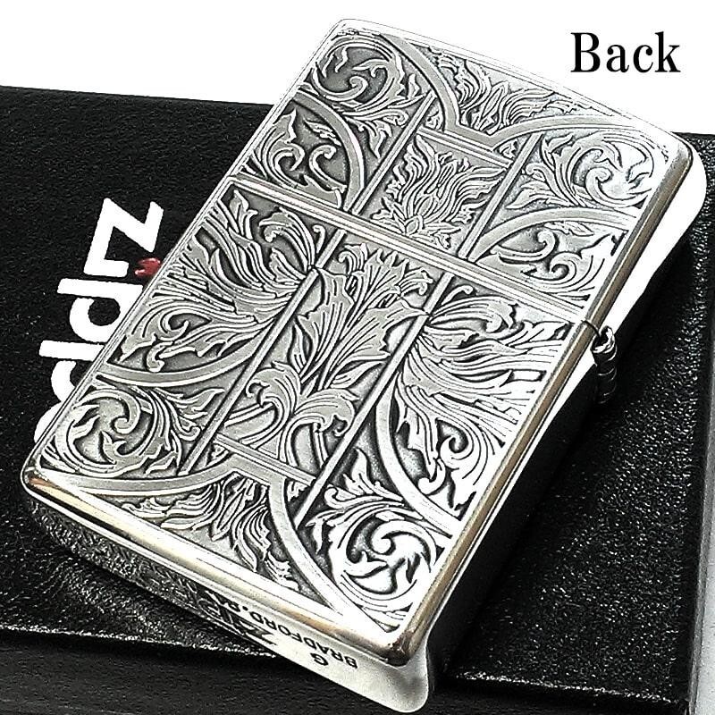 Zippo Ifrit Crest Silver Ibushi Etching Double Sided Processing Lighter Japan