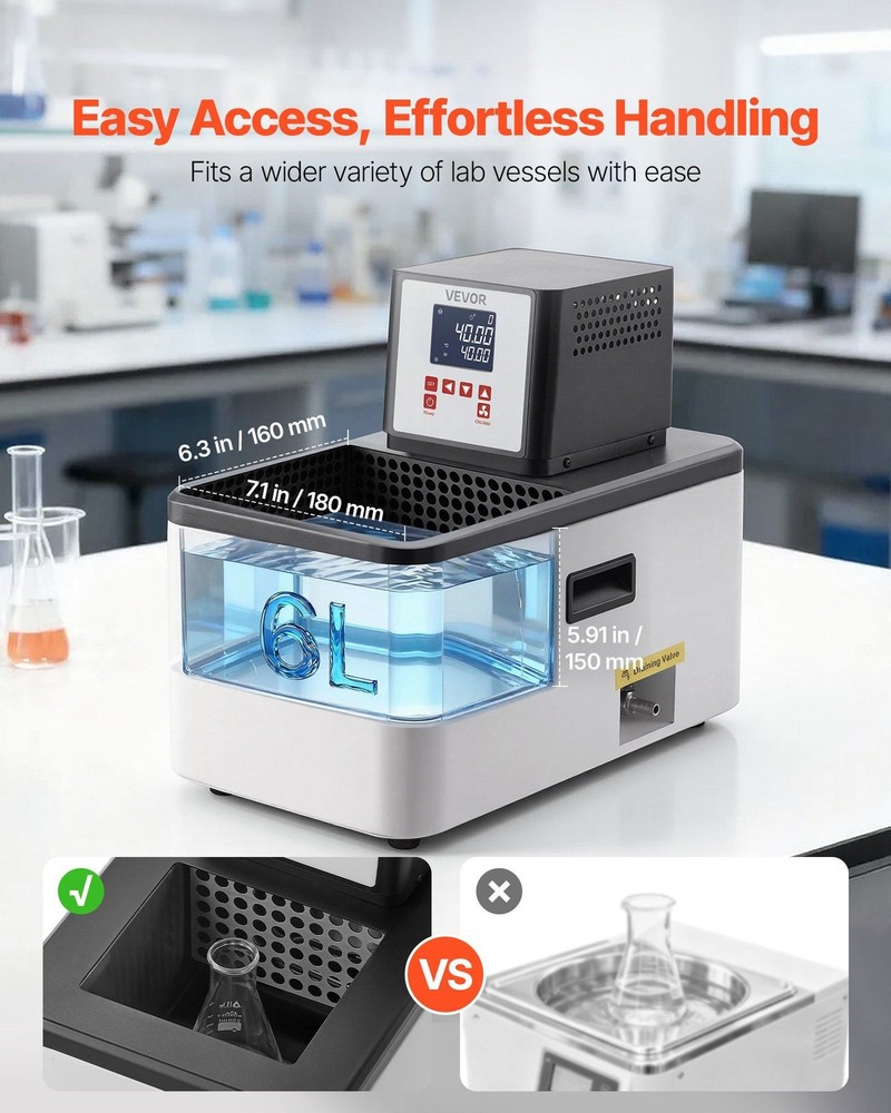 6L Lab Heating Circulator: 300°C, PID Control, Internal/External Flow