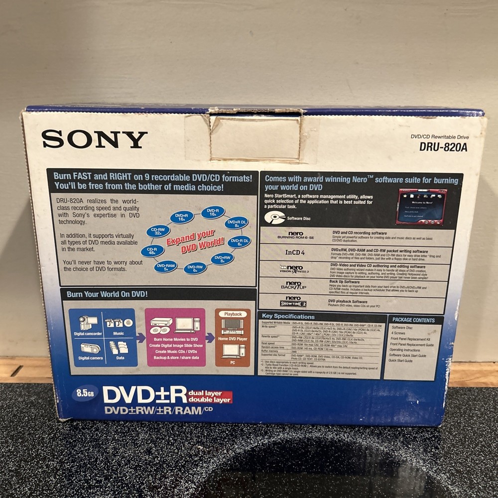 Sony DRX-820U External Double/Dual Layer DVD/CD ReWriteable Drive - Open Box