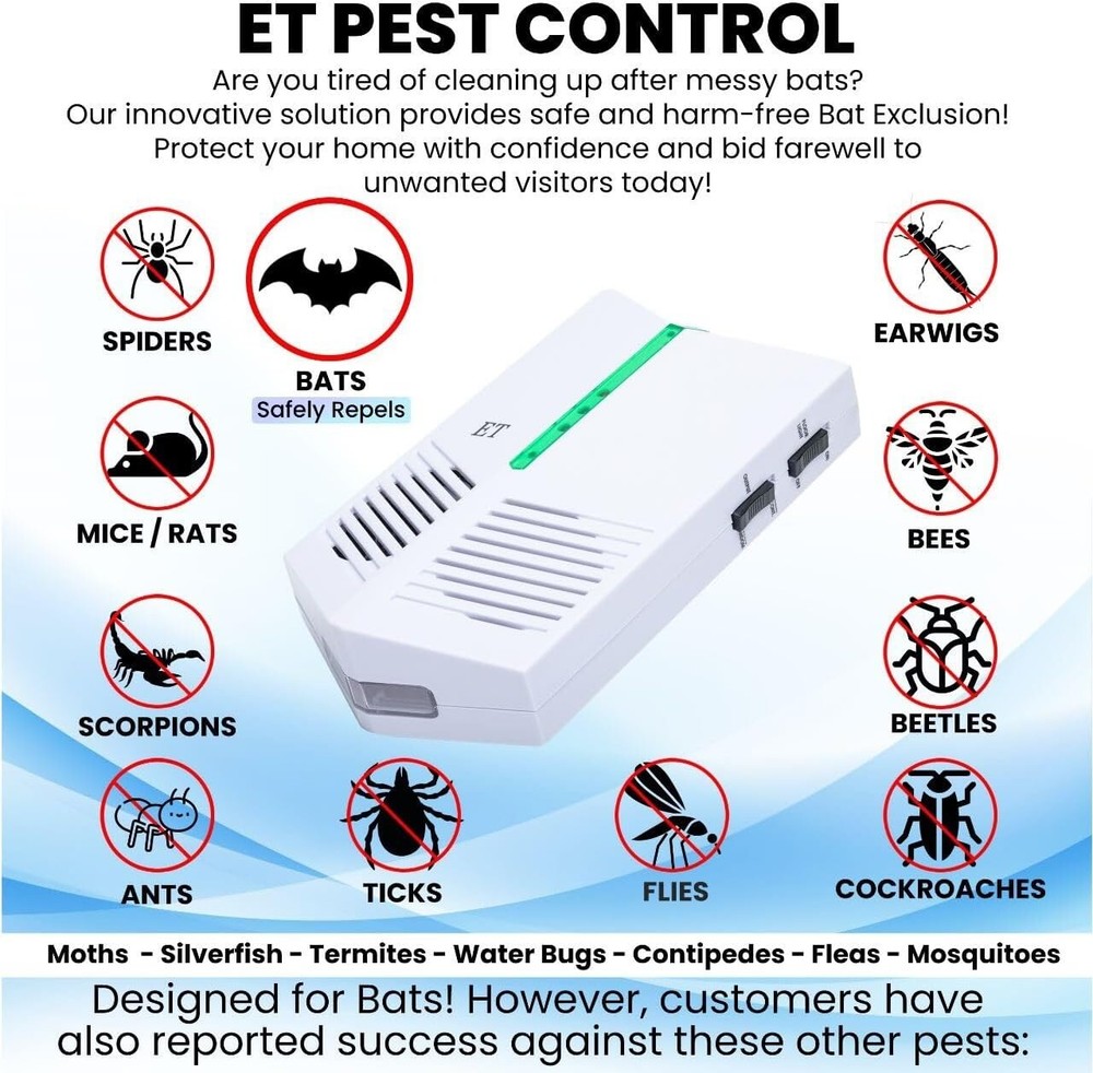 Ultrasonic Pest Control Repeller - Covers 5000 sq. ft. Safely & Effectively