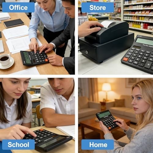 Large Display Desktop Calculator, 4 Function Basic Calculator with Big Buttons f